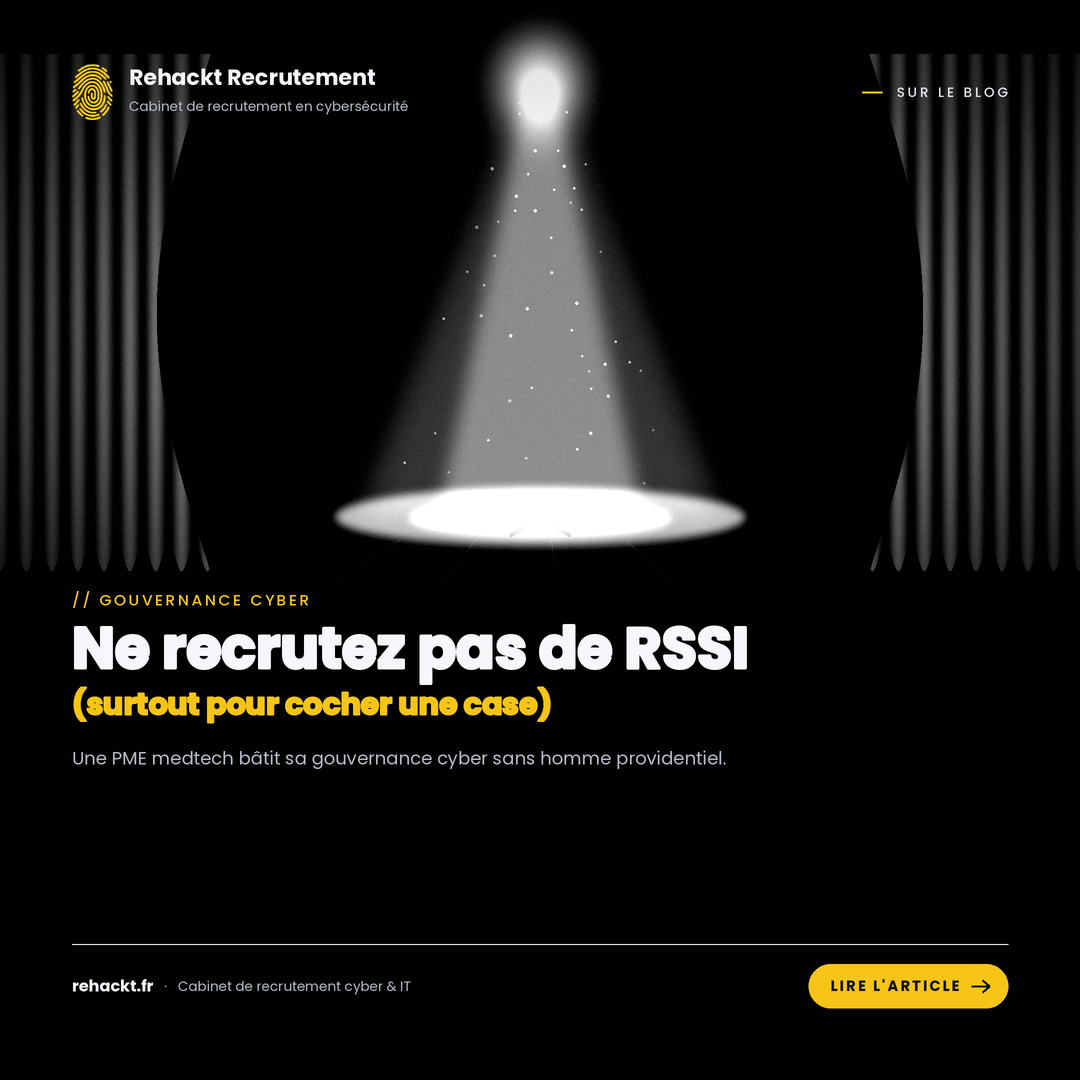 Ne recrutez pas de RSSI (surtout pour cocher une case) : comment une PME des technologies médicales a bâti sa gouvernance cyber sans homme providentiel